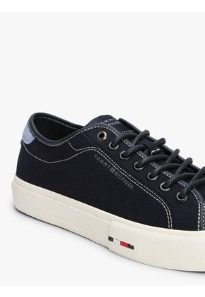 Tenis Azul De Lona Con Logo Distintivo Tommy Hilfiger