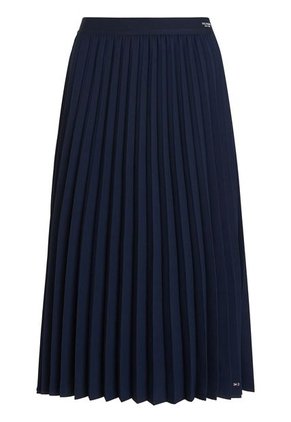 Falda Azul Midi Plisada Con Logo En Cintura Tommy Hilfiger