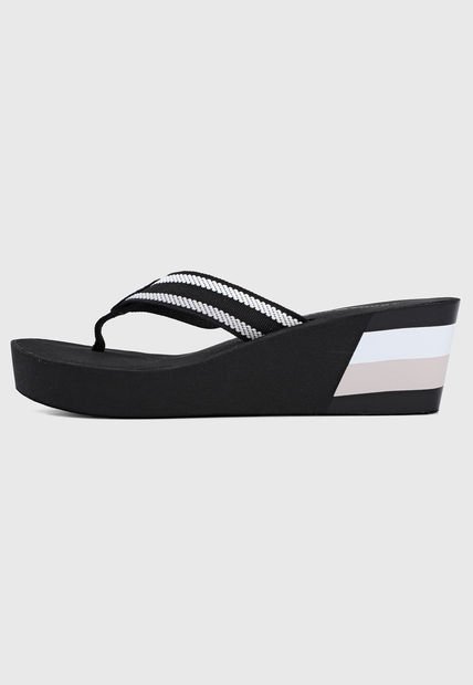 Sandalia Plataforma Negro-Blanco-Beige Tommy Hilfiger