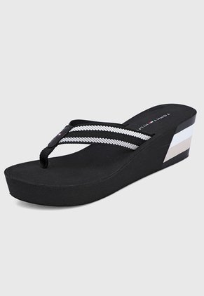 Sandalia Plataforma Negro-Blanco-Beige Tommy Hilfiger