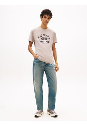Camiseta Gris De Punto Con Cuello Redondo Tommy Jeans