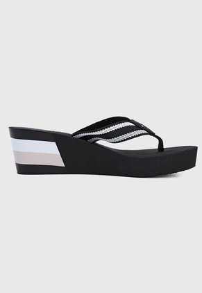 Sandalia Plataforma Negro-Blanco-Beige Tommy Hilfiger