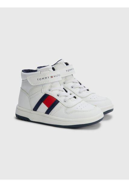 Tenis Altas Con Cordones Y Cierre Velcro Niño Blanco Tommy Hilfiger