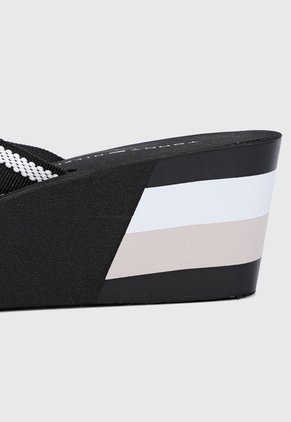Sandalia Plataforma Negro-Blanco-Beige Tommy Hilfiger