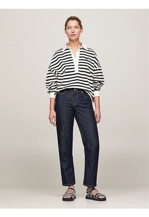 Polo Gris De Rugby Amplio Con Rayas Marineras Tommy Hilfiger