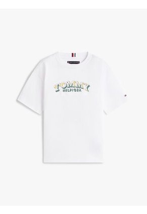 Camiseta Blanca Con Logo Gráfico 3D Tommy Hilfiger
