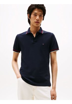 Polo Azul De Corte Slim Con Logo Tommy Hilfiger