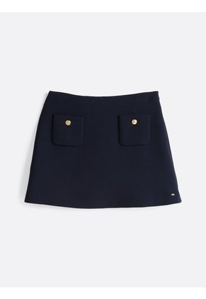 Minifalda Azul Con Bolsillos Abotonados Tommy Hilfiger
