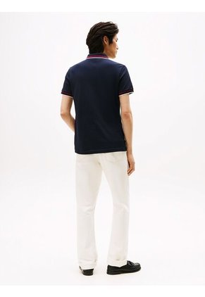 Polo Azul De Corte Slim Con Logo Tommy Hilfiger