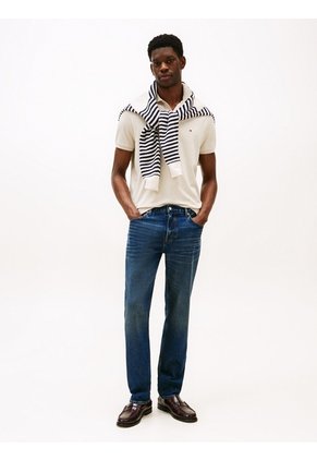 Polo Gris De Punto Interlock De Corte Regular Tommy Hilfiger