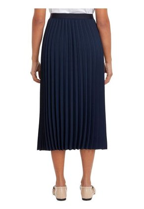 Falda Azul Midi Plisada Con Logo En Cintura Tommy Hilfiger