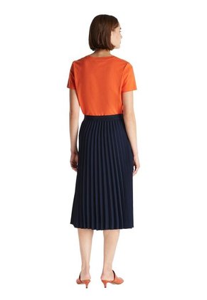 Falda Azul Midi Plisada Con Logo En Cintura Tommy Hilfiger