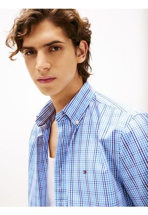 Camisa Azul Americana De Manga Corta Tommy Hilfiger