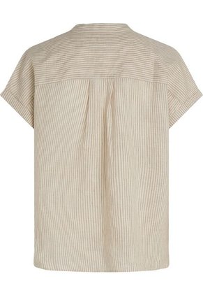 Blusa Beige Amplia De Manga Corta En Lino Tommy Hilfiger
