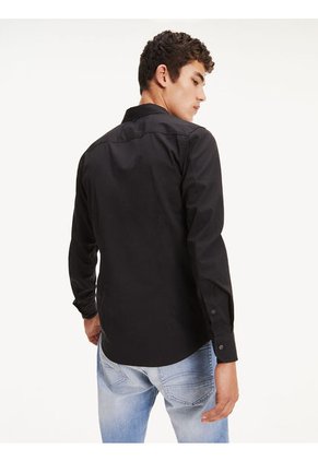 Camisa Negra De Algodón Elástico Tommy Jeans