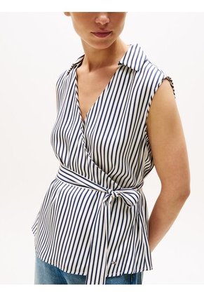 Blusa Multicolor Cruzada De Corte Slim Tommy Hilfiger