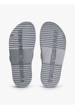 Sandalias Gris Con Doble Tira Y Logo Esmaltado Tommy Hilfiger