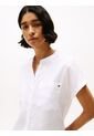 Blusa Blanca Amplia De Manga Corta En Lino Tommy Hilfiger de Tommy Hilfiger