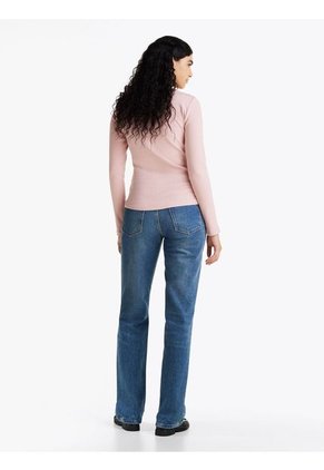 Camiseta Rosa Acanalada Slim De Manga Larga Tommy Hilfiger