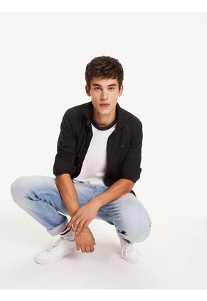Camisa Negra De Algodón Elástico Tommy Jeans