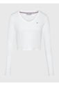 Crop Top Blanco Essential Acanalado De Manga Larga Tommy Jeans de Tommy Hilfiger