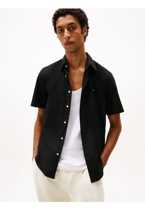 Camisa Negra Poplin Solida Tommy Hilfiger