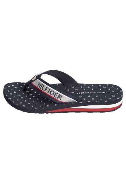 Chancletas Azul Con Tiras De Textil Trenzado Tommy Hilfiger