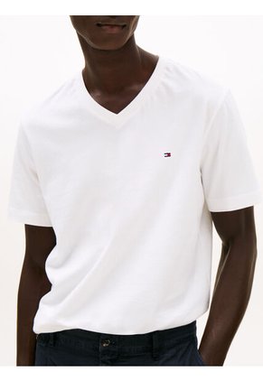 Camiseta Blanca De Cuello En V Tommy Hilfiger