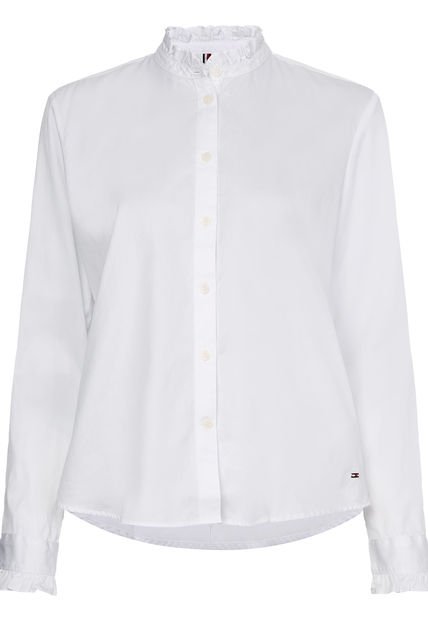 Camisa De Corte Regular Con Volantes Mujer Blanco Tommy Hilfiger