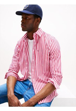 Camisa Rosa De Rayas TH Flex De Corte Regular Tommy Hilfiger