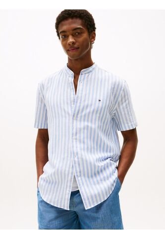 Camisa Azul Con Diseño De Rayas Y Cuello Mao Tommy Hilfiger Tommy Hilfiger