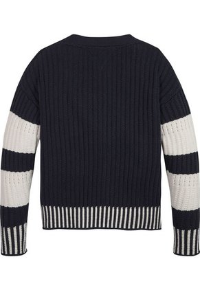 Saco Azul De Rayas Con Logo Para Niña Tommy Hilfiger