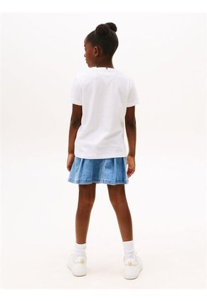 Camiseta Blanca Tipo Universitaria De Cuello Redondo Tommy Hilfiger