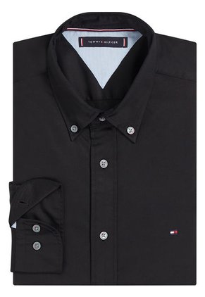 Camisa Negra Solid Con Logo Tommy Hilfiger