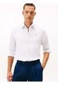 Camisa Blanca Regular De Sarga Con Estampado Tommy Hilfiger de Tommy Hilfiger