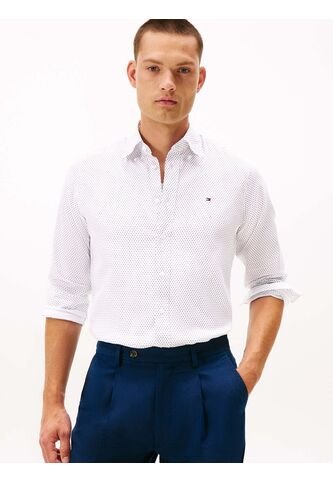 Camisa Blanca Regular De Sarga Con Estampado Tommy Hilfiger Tommy Hilfiger