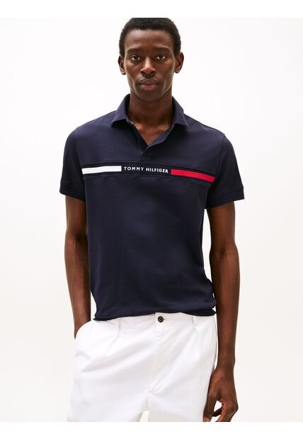 Polo Azul De Corte Regular Con Logo En El Pecho Tommy Hilfiger