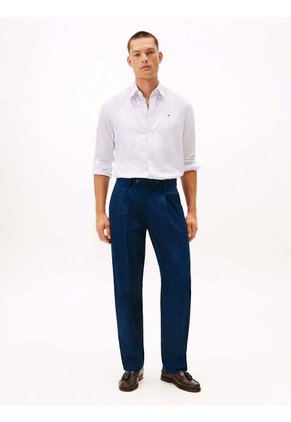 Camisa Blanca Regular De Sarga Con Estampado Tommy Hilfiger