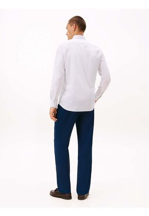 Camisa Blanca Regular De Sarga Con Estampado Tommy Hilfiger