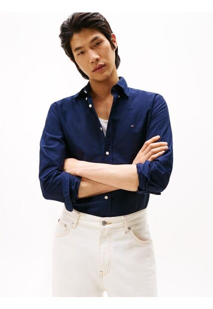 Camisa Azul Oxford Heritage De Corte Regular Tommy Hilfiger