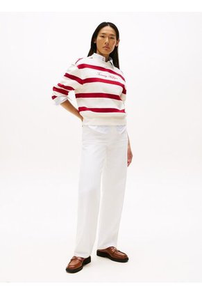 Saco Rojo Con Cuello Redondo Y Logo Bordado Tommy Hilfiger