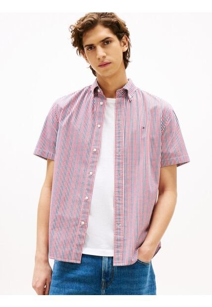 Camisa Multicolor Americana De Manga Corta Tommy Hilfiger