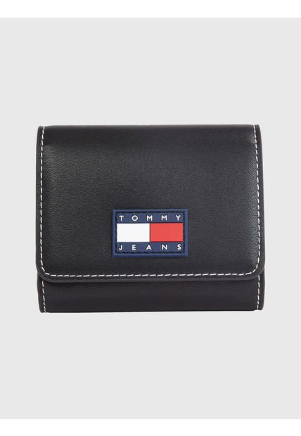 Cartera Plegable Con Costuras A Contraste Hombre Negro Tommy Hilfiger