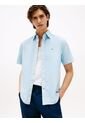 Camisa Celeste Oxford De Manga Corta Y Corte Regular Tommy Hilfiger de Tommy Hilfiger