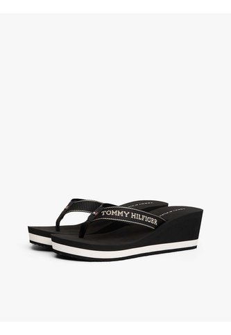 Sandalias Negro De Cuña Con Logo Esmaltado Tommy Hilfiger Tommy Hilfiger