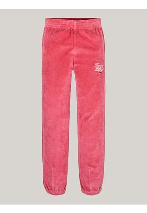 Pantalón Niña Rosa Velour Con Logo Script Tommy Hilfiger