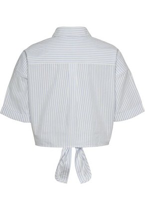 Camisa Cropped De Rayas Azul Para Mujer Tommy Jeans