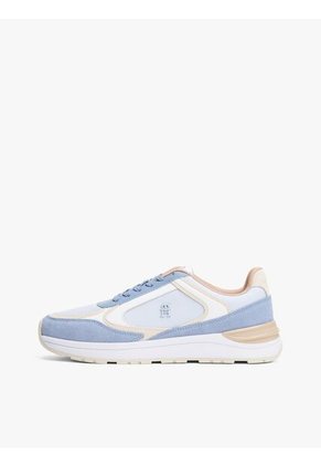 Tenis Celeste De Ante Con Texturas Mixtas Tommy Hilfiger