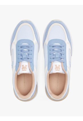 Tenis Celeste De Ante Con Texturas Mixtas Tommy Hilfiger