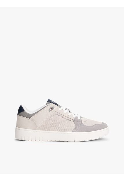 Tenis Gris De Ante Con Mezcla De Texturas Tommy Hilfiger